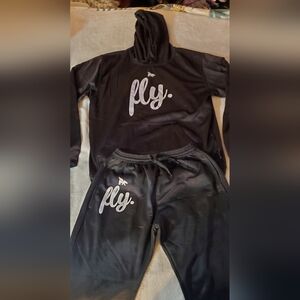 Forever Fly Hoodie Sweatsuit Women's Size Large Black